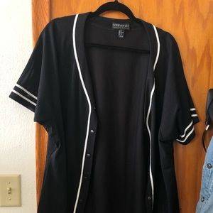 Forever 21 Baseball Style Mesh Button Down Top
